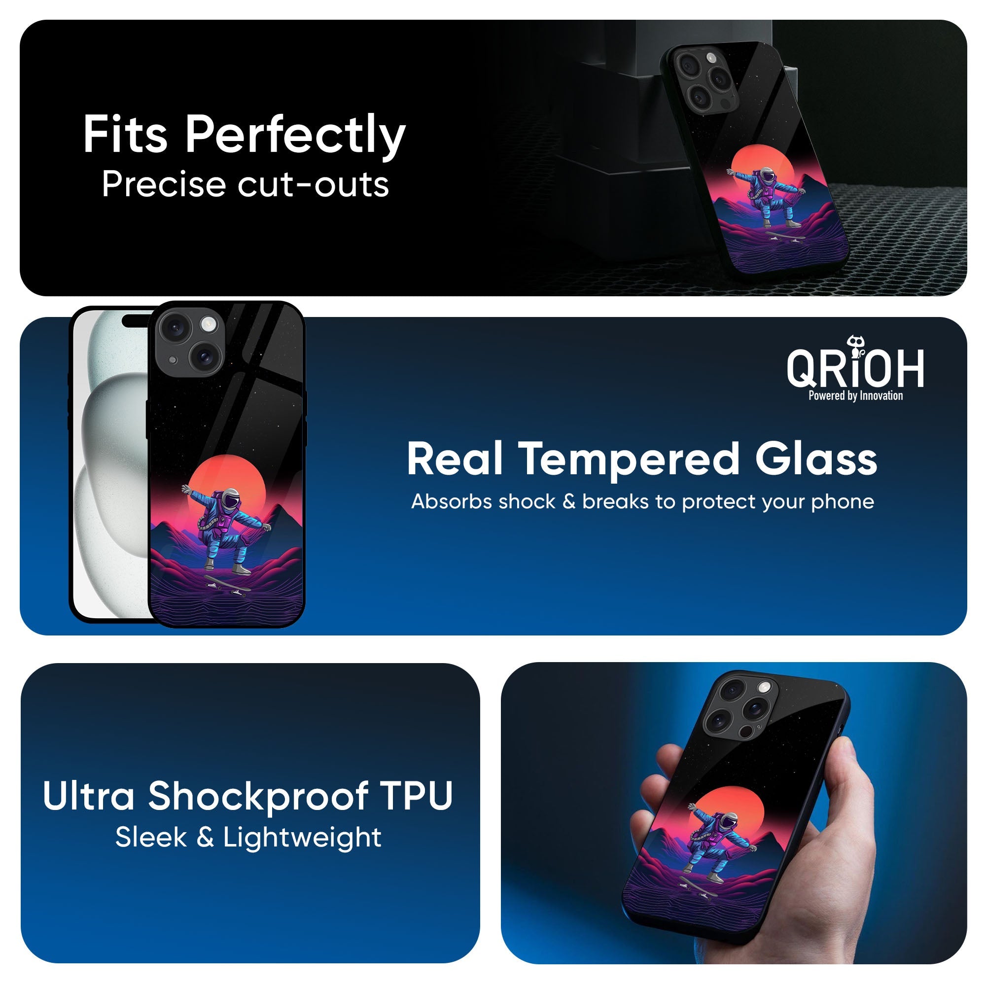Retro Astronaut Glass Case for iPhone 17 Pro Max