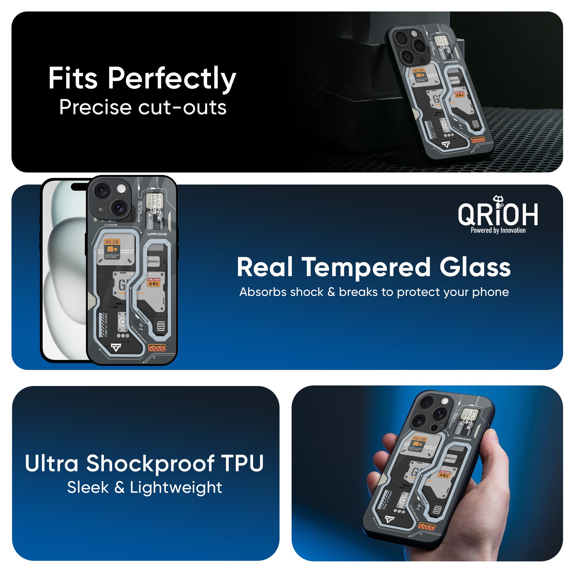 Retro Futuristic Glass Case for iPhone 17 Pro Max