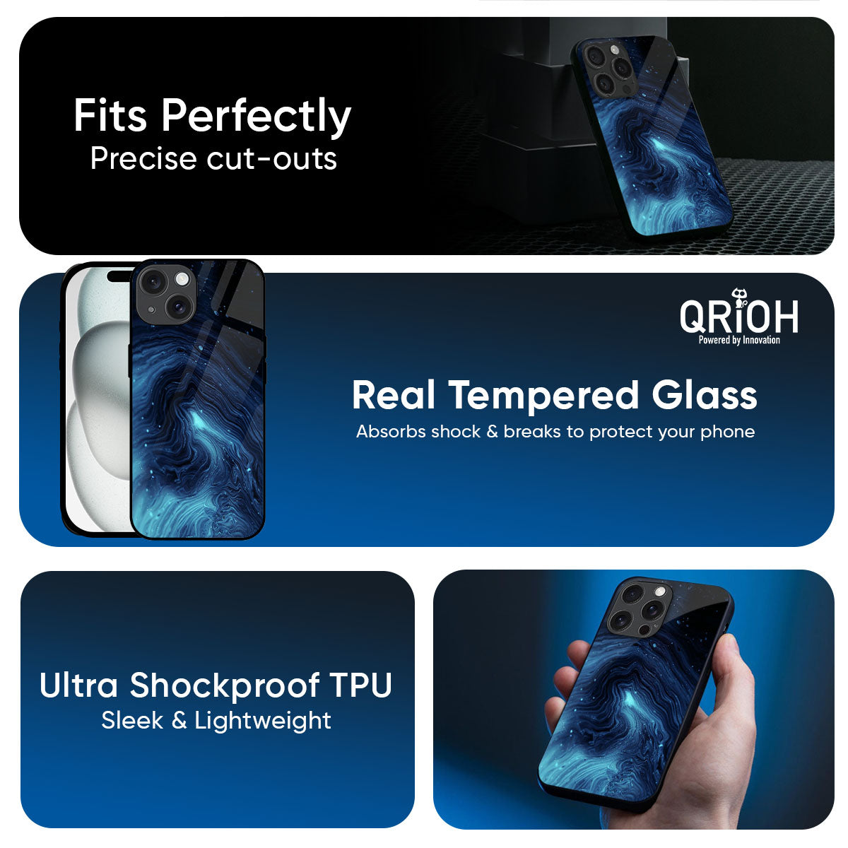 Dazzling Ocean Gradient Glass Case For iPhone 17 Pro Max