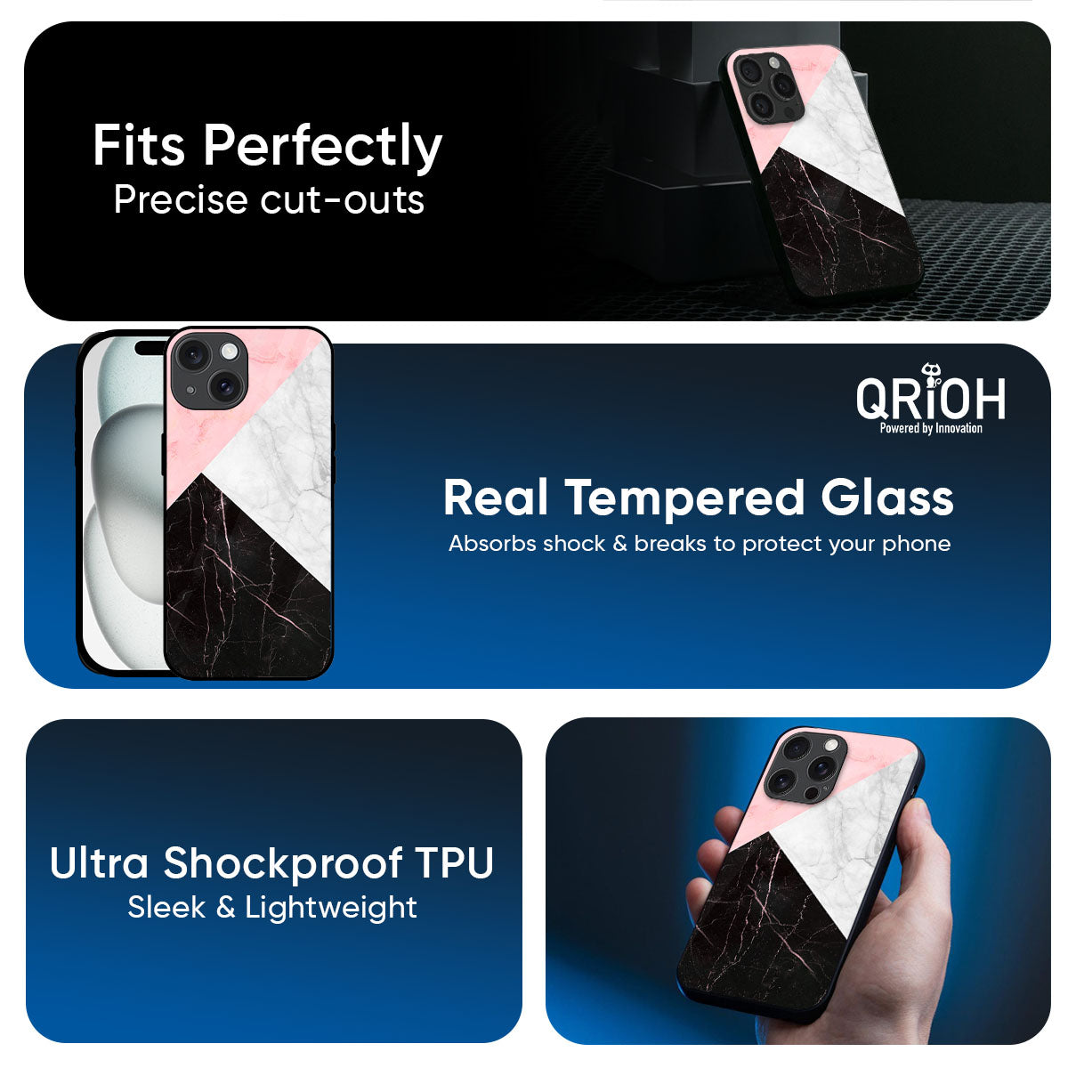 Marble Collage Art Glass Case For iPhone 17 Pro Max