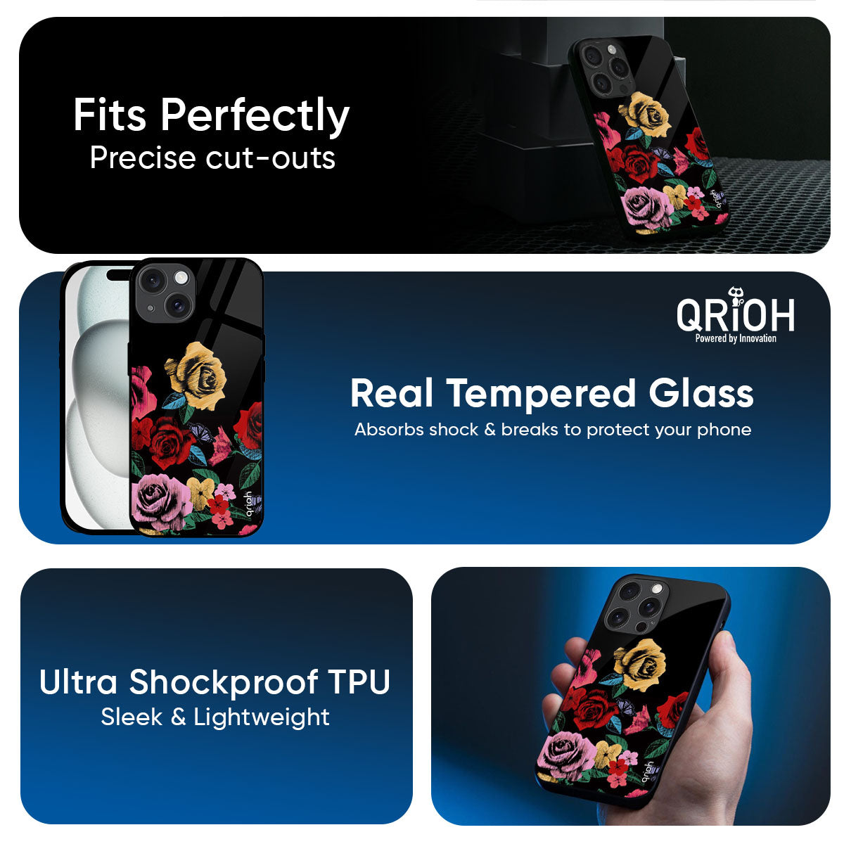 Floral Decorative Glass Case For iPhone 17 Pro Max