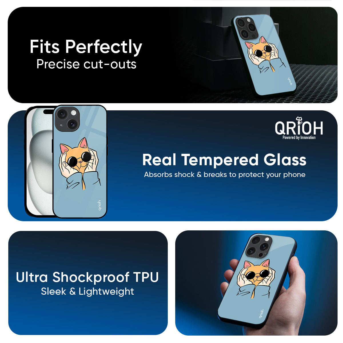 Adorable Cute Kitty Glass Case For iPhone 17 Pro Max