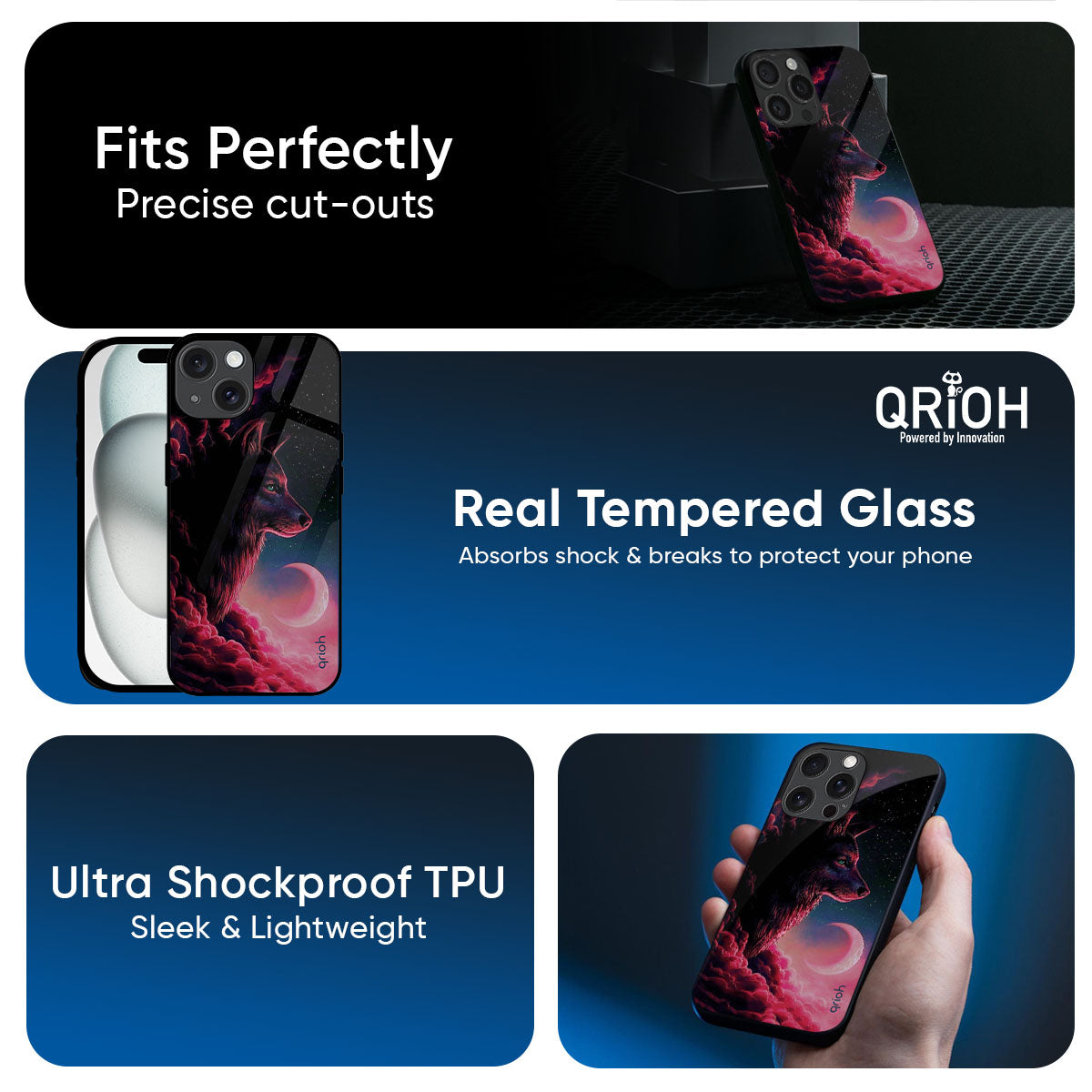 Moon Wolf Glass Case for iPhone 17 Pro Max