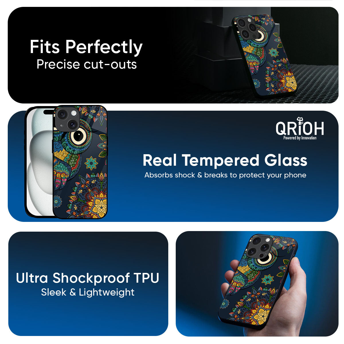 Owl Art Glass Case for iPhone 17 Pro Max