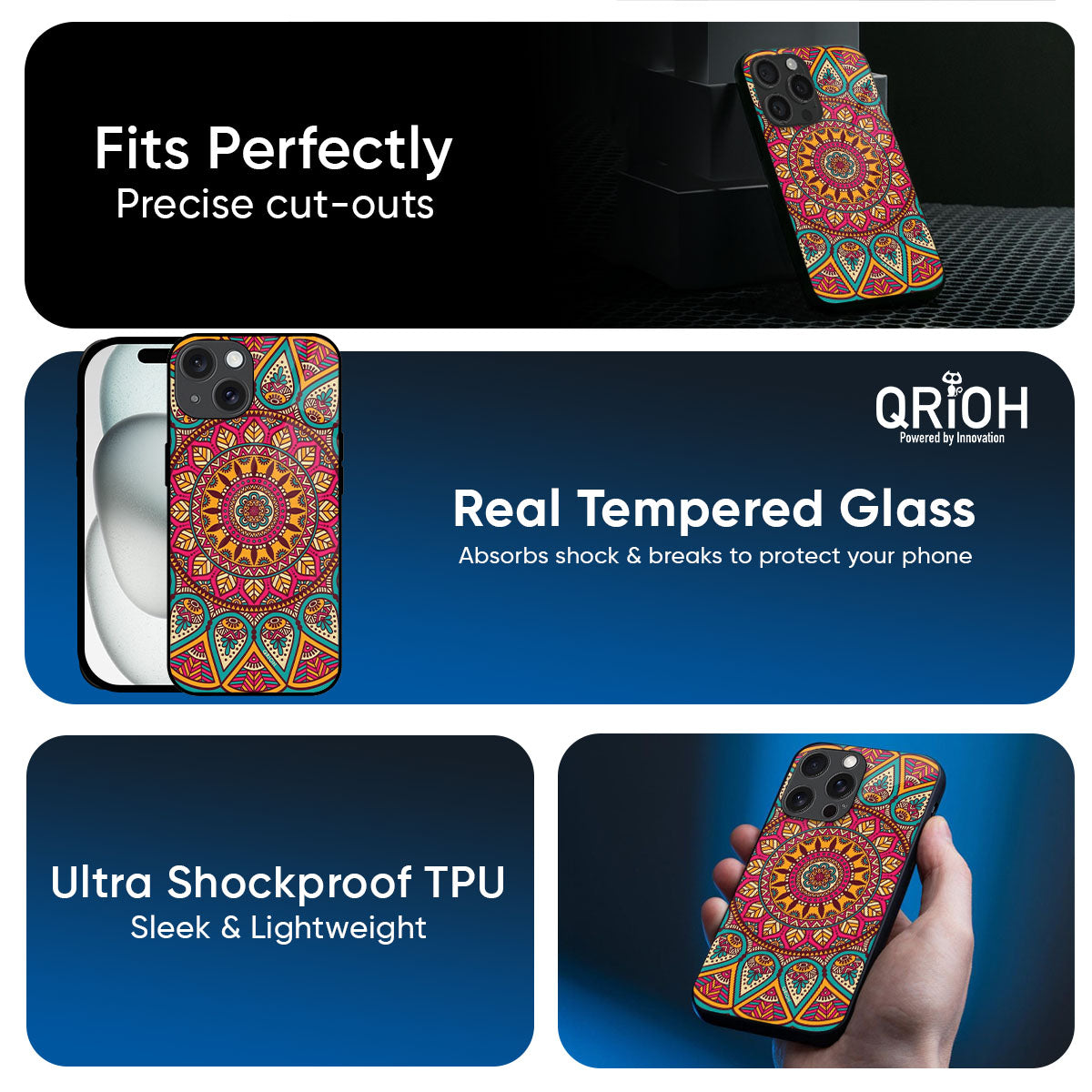 Elegant Mandala Glass Case for iPhone 17 Pro Max