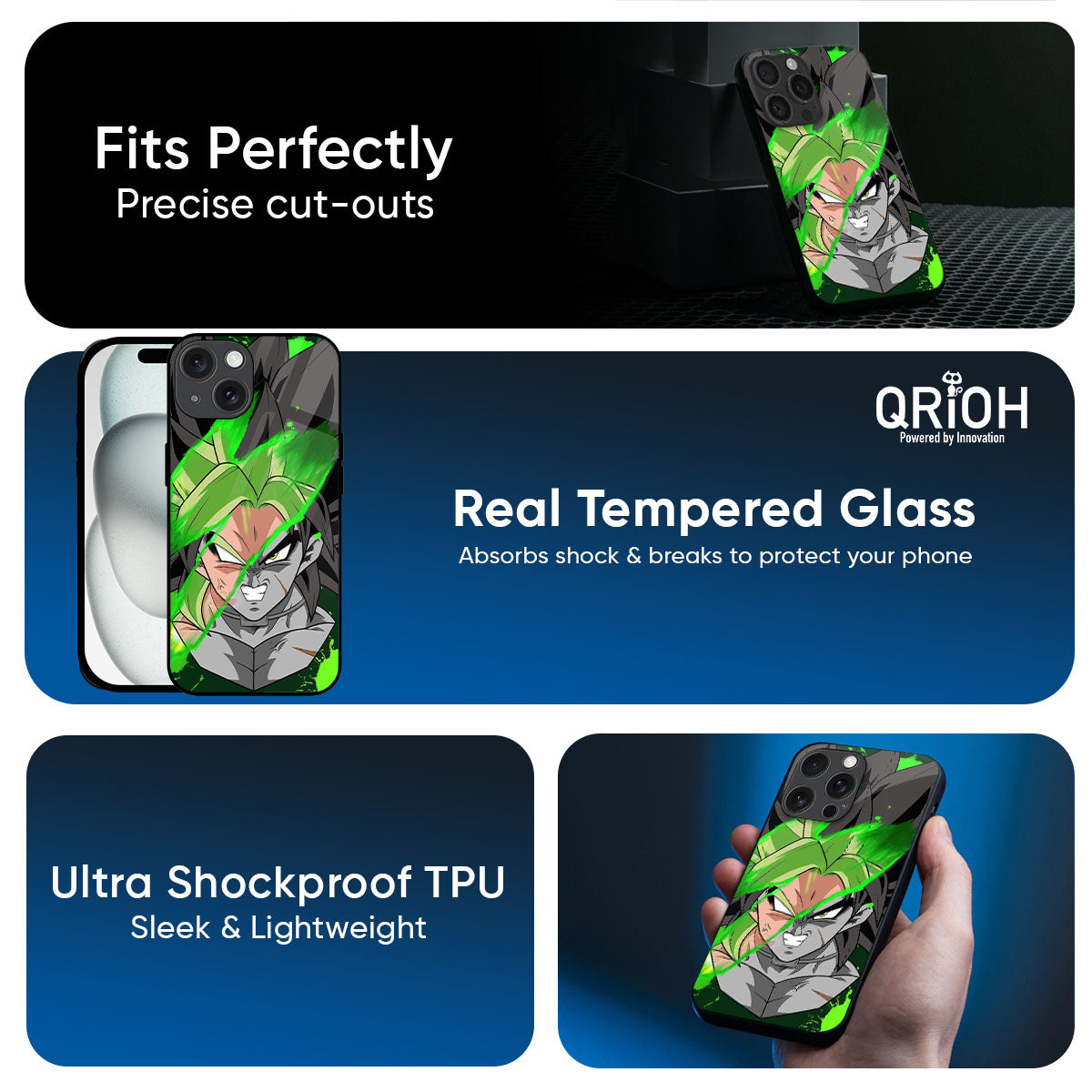 Anime Green Splash Glass Case for iPhone 17 Pro Max