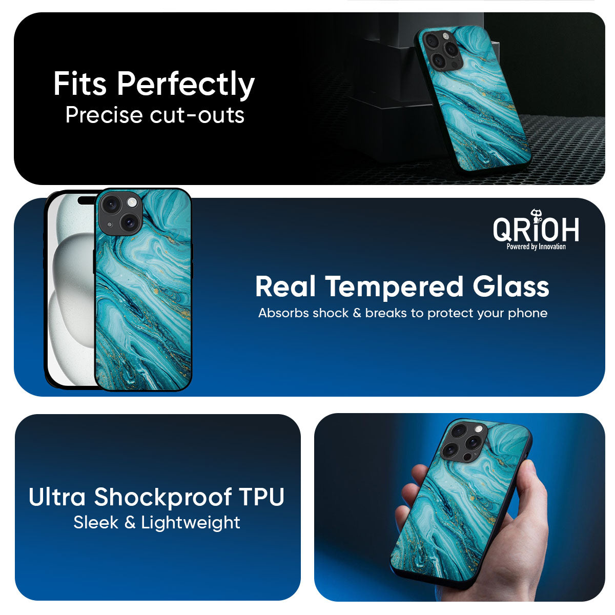 Ocean Marble Glass Case for iPhone 17 Pro Max
