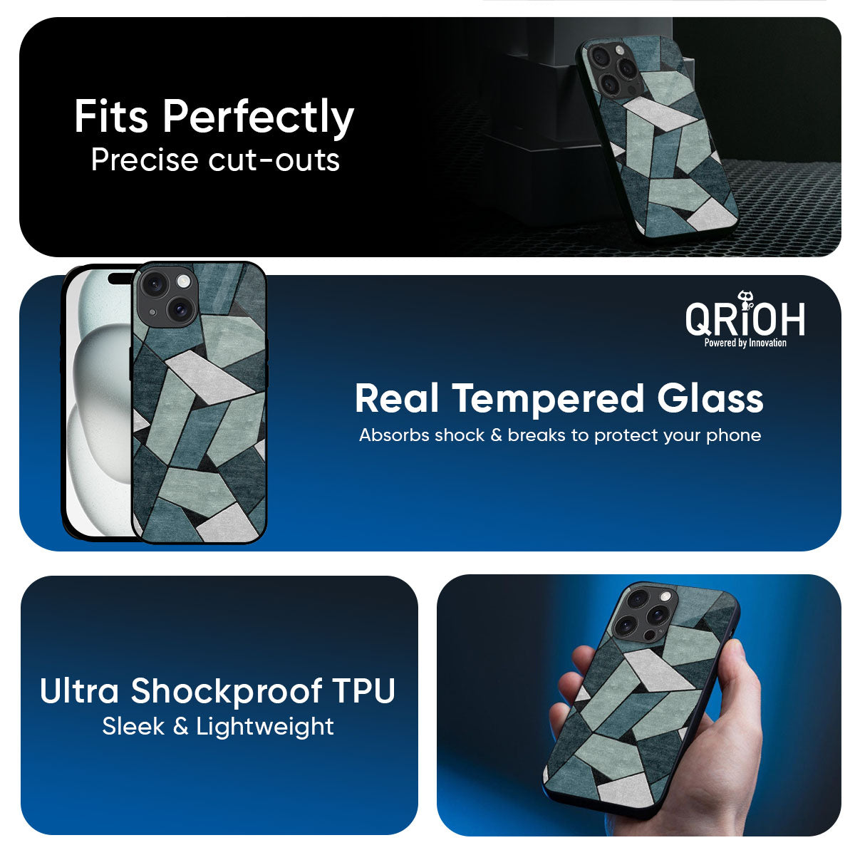 Abstact Tiles Glass Case for iPhone 17 Pro Max
