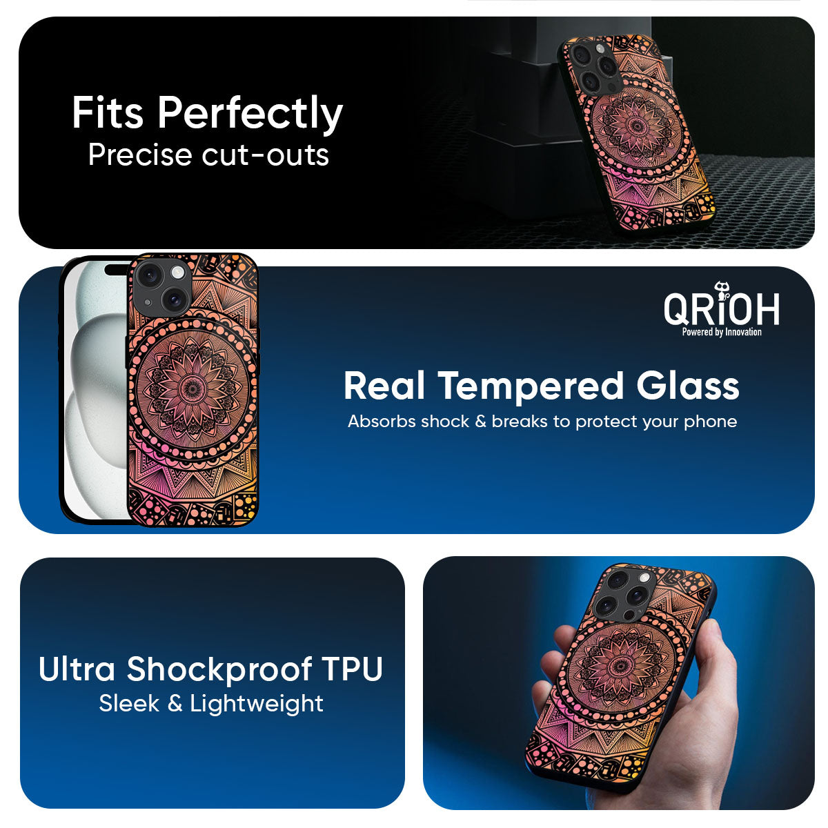Floral Mandala Glass Case for iPhone 17 Pro Max