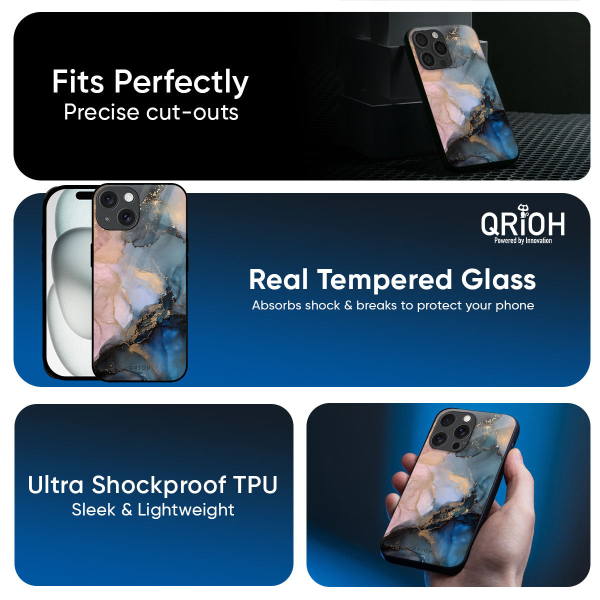 Marble Ink Abstract Glass Case for iPhone 17 Pro Max