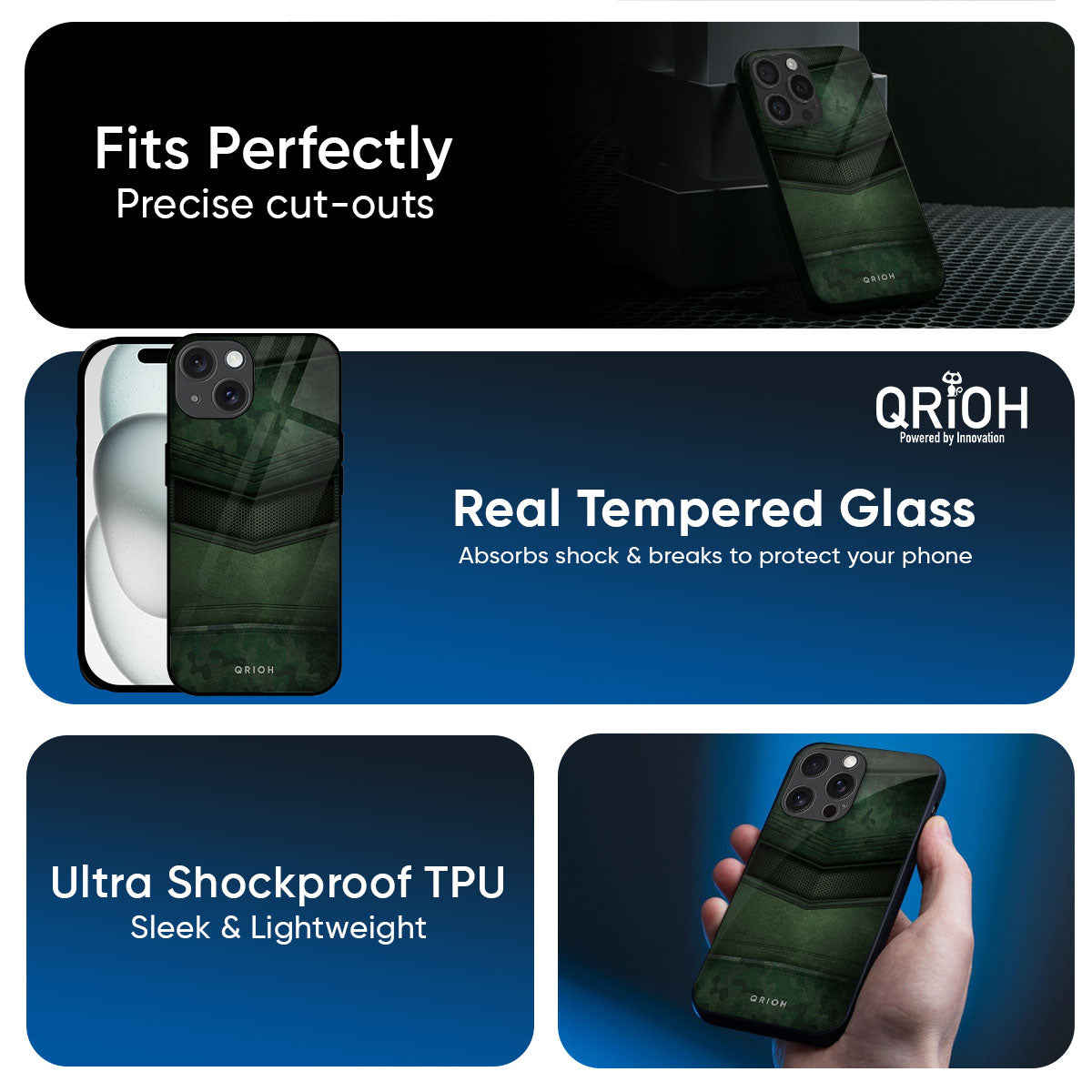 Green Leather Glass Case for iPhone 17 Pro Max