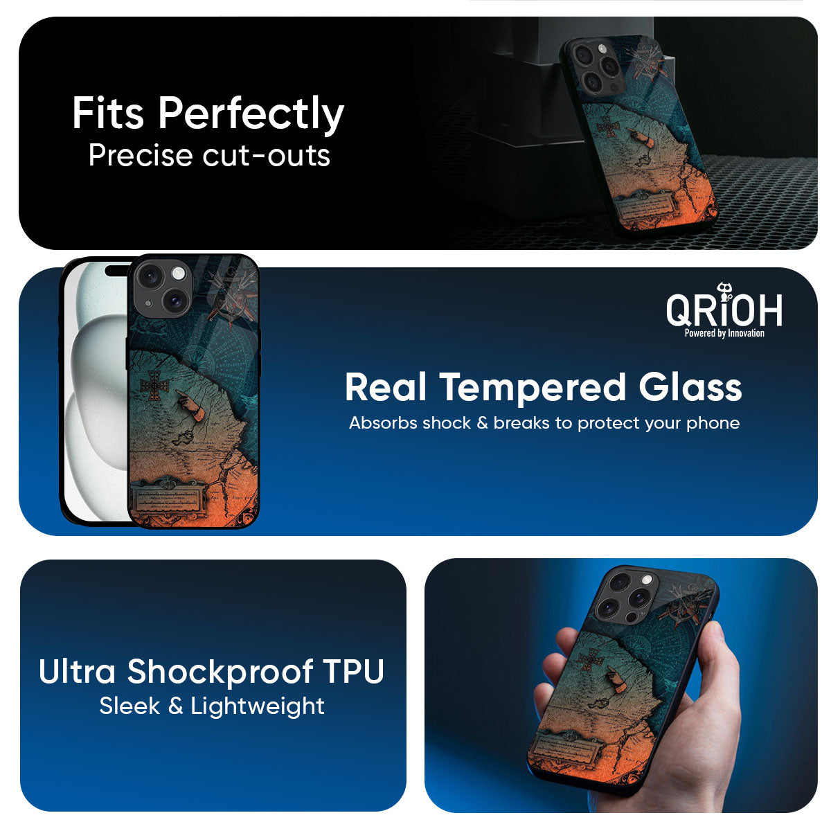 Geographical Map Glass Case for iPhone 17 Pro Max
