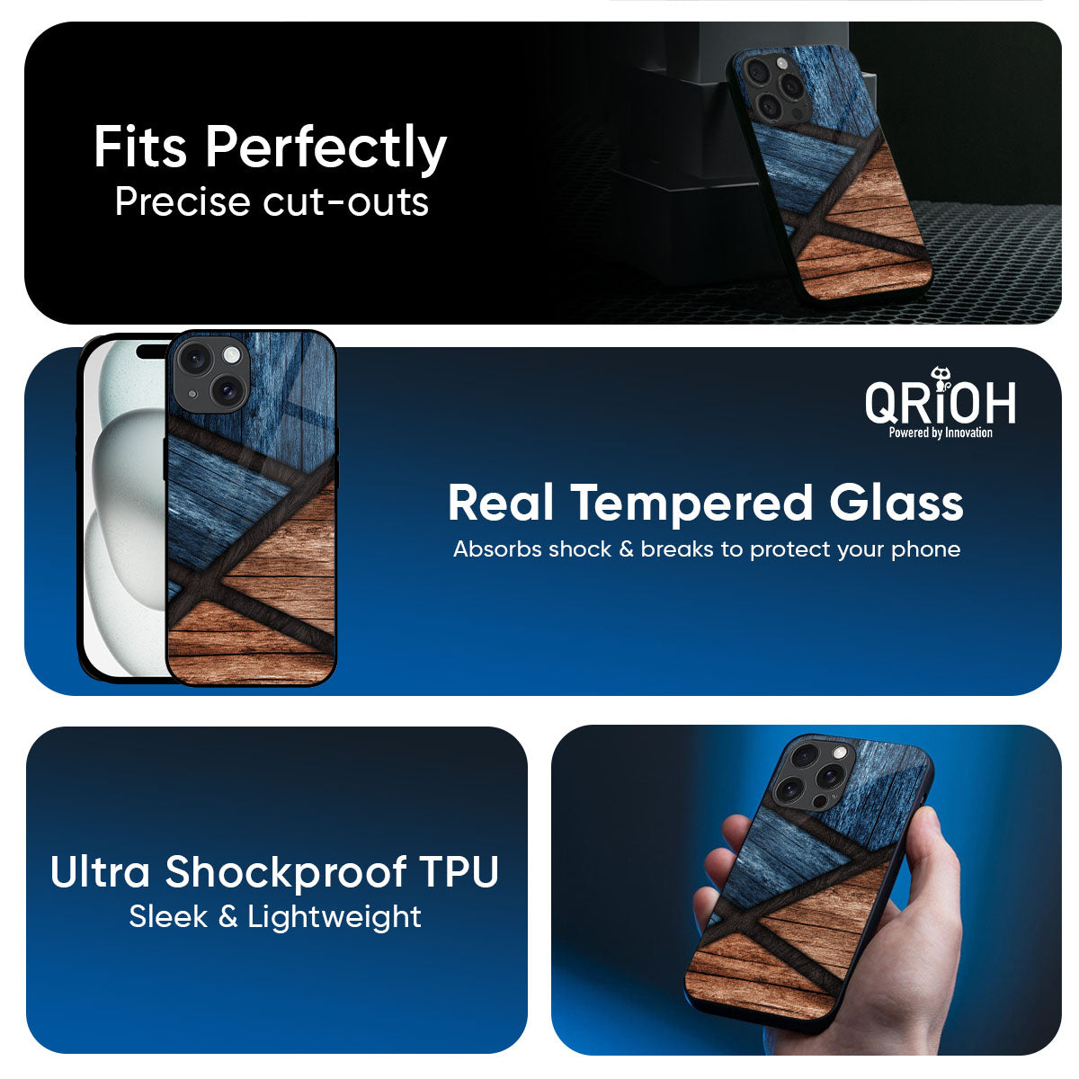 Wooden Tiles Glass Case for iPhone 17 Pro Max
