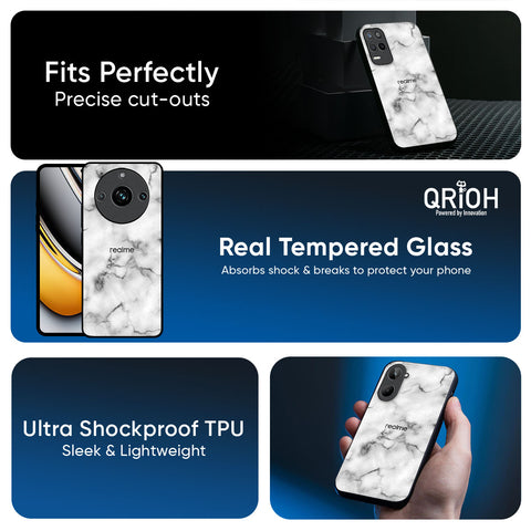 Satin White Marble Glossy Case for Realme 14x 5G