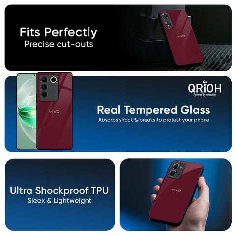 Classic Burgundy Glossy Case for Vivo V50e 5G