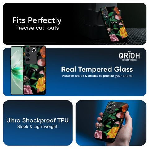 Flowers & Butterfly Glossy Case for Vivo V50e 5G