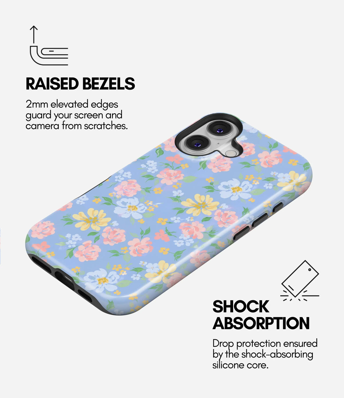 Blue Bloom Garden Premium Tough Shining Phone Case (Double Layer) Available For All iPhone Models
