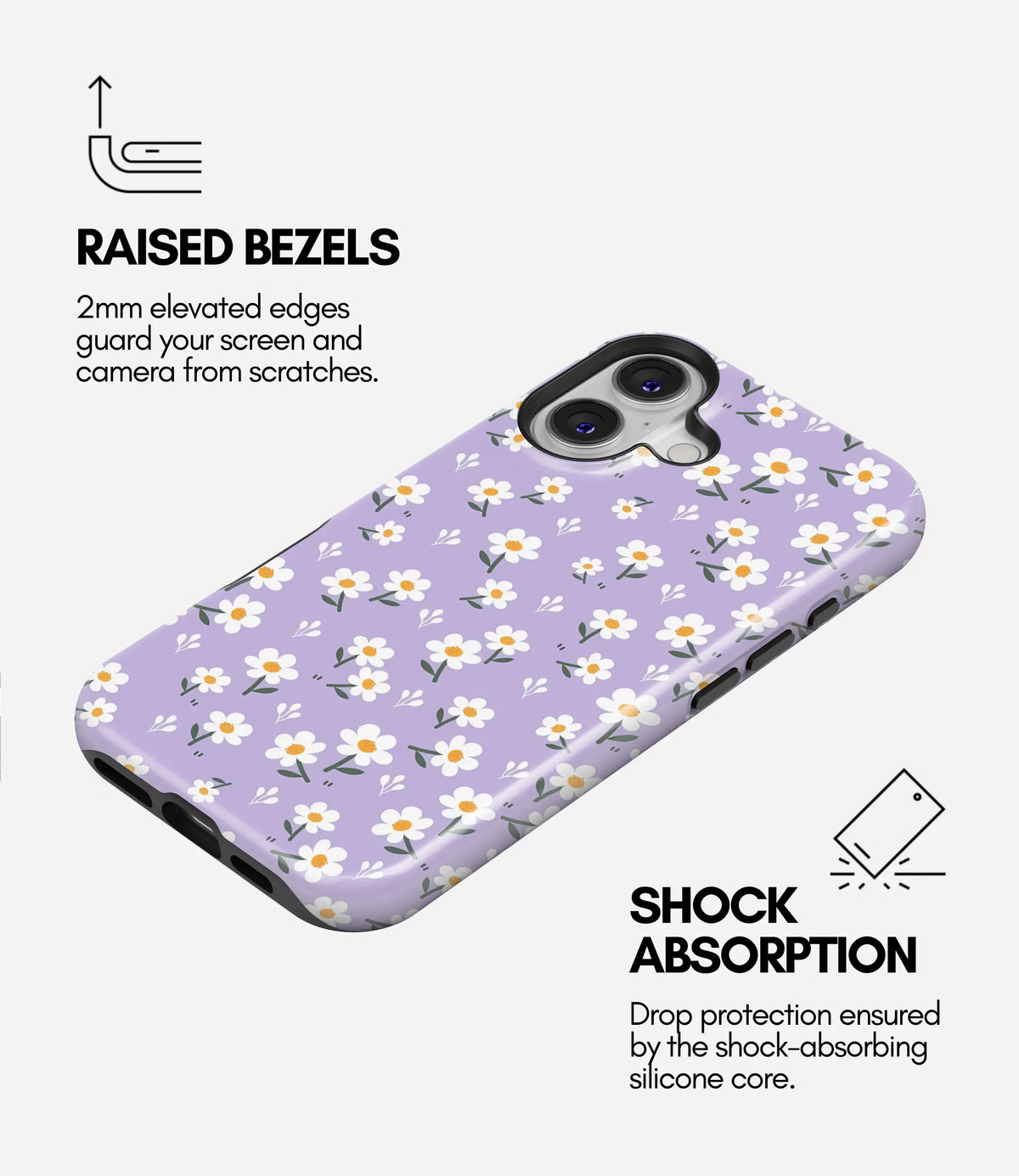 Lavender Daisy Bloom Premium Tough Shining Phone Case (Double Layer) Available For All iPhone Models