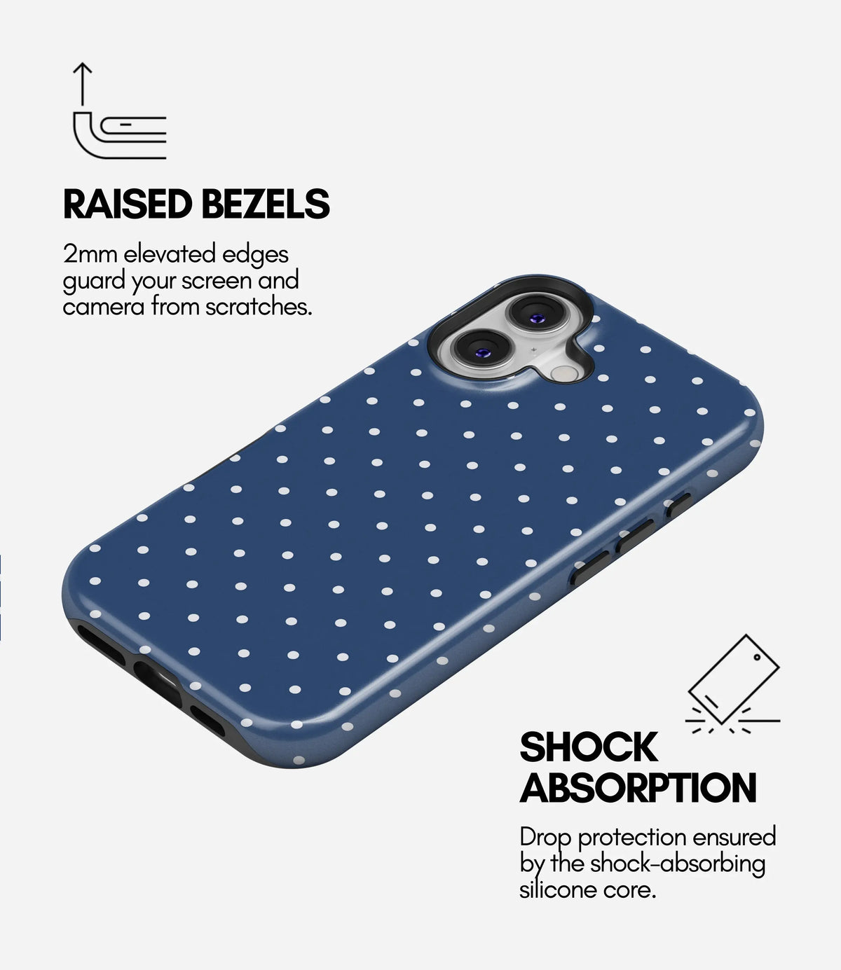 Dot Navy Premium Tough Shining Phone Case (Double Layer) Available For All iPhone Models