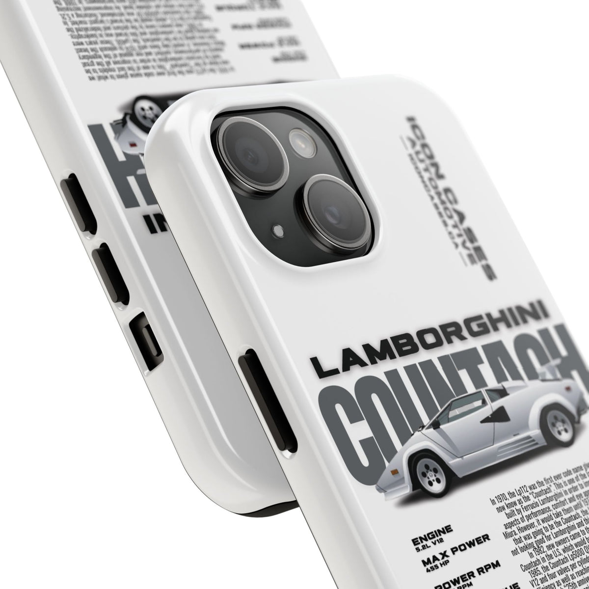 Lamborghini Countach White Premium Tough Shining Phone Case (Double Layer) Available For All iPhone Models