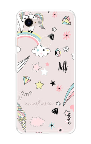 Unicorn Doodle Soft Cover For Google Pixel 3 XL