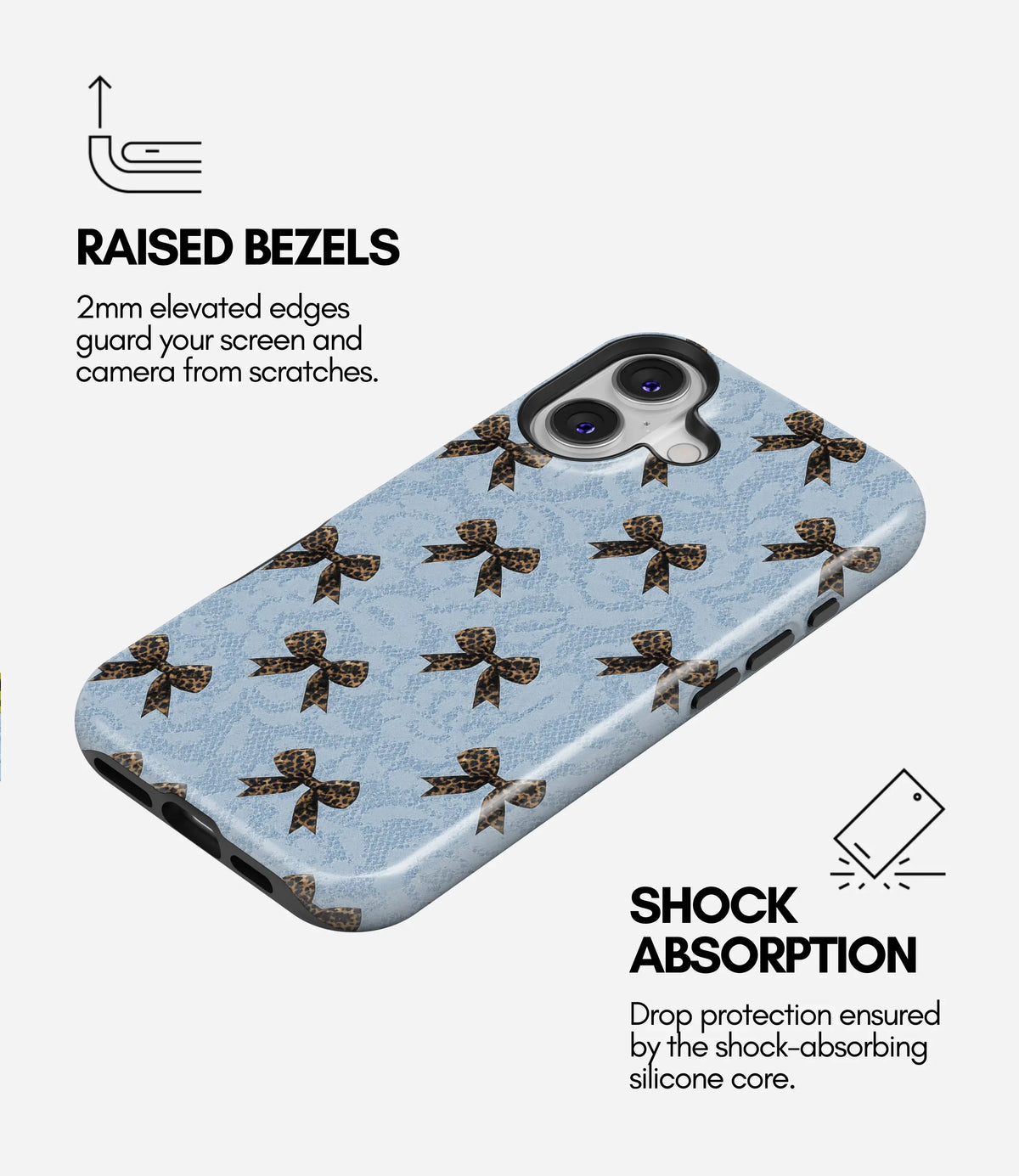 Leopard Bow Charm Premium Tough Shining Phone Case (Double Layer) Available For All iPhone Models