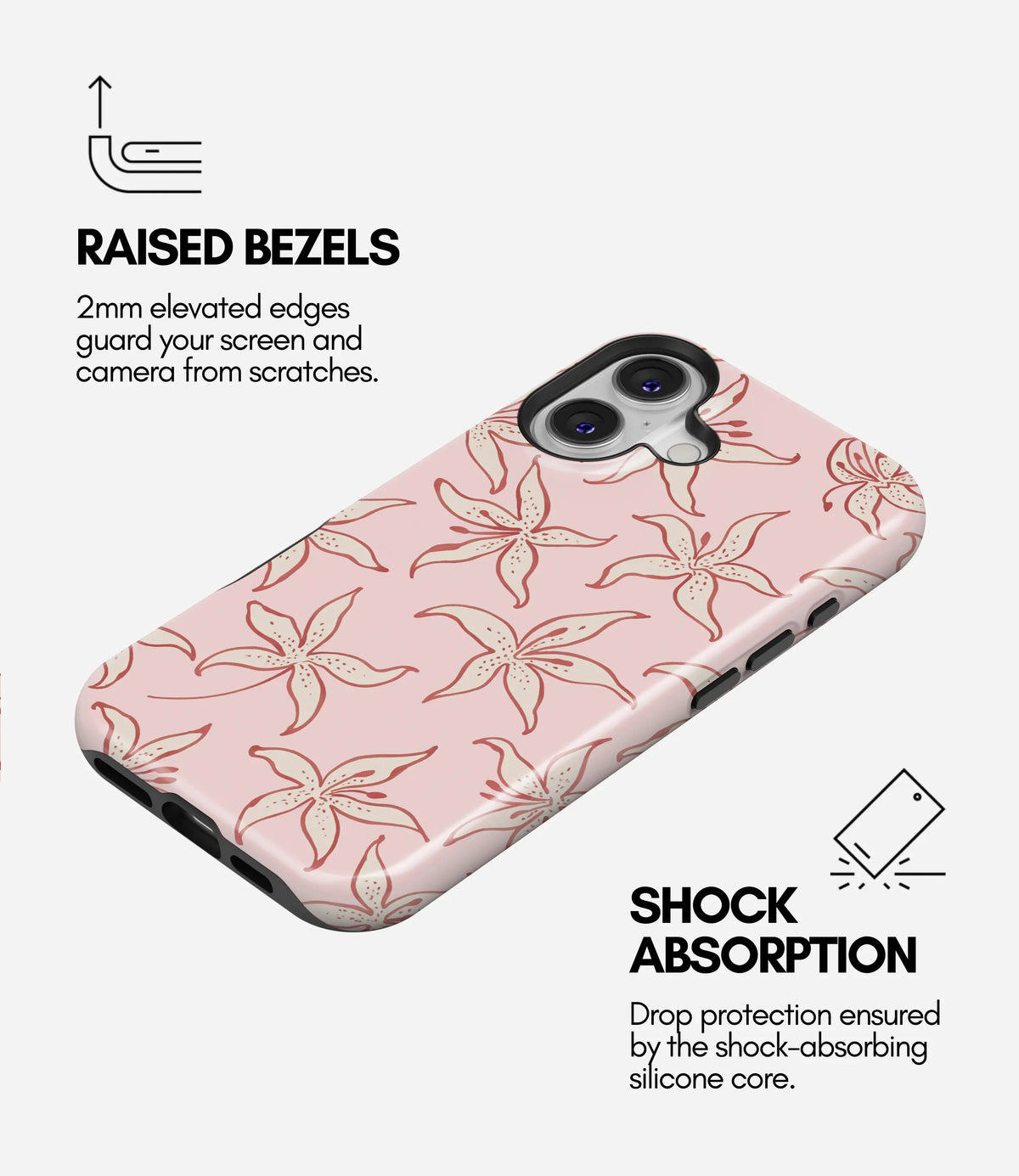 Petal Sketch Premium Tough Shining Phone Case (Double Layer) Available For All iPhone Models