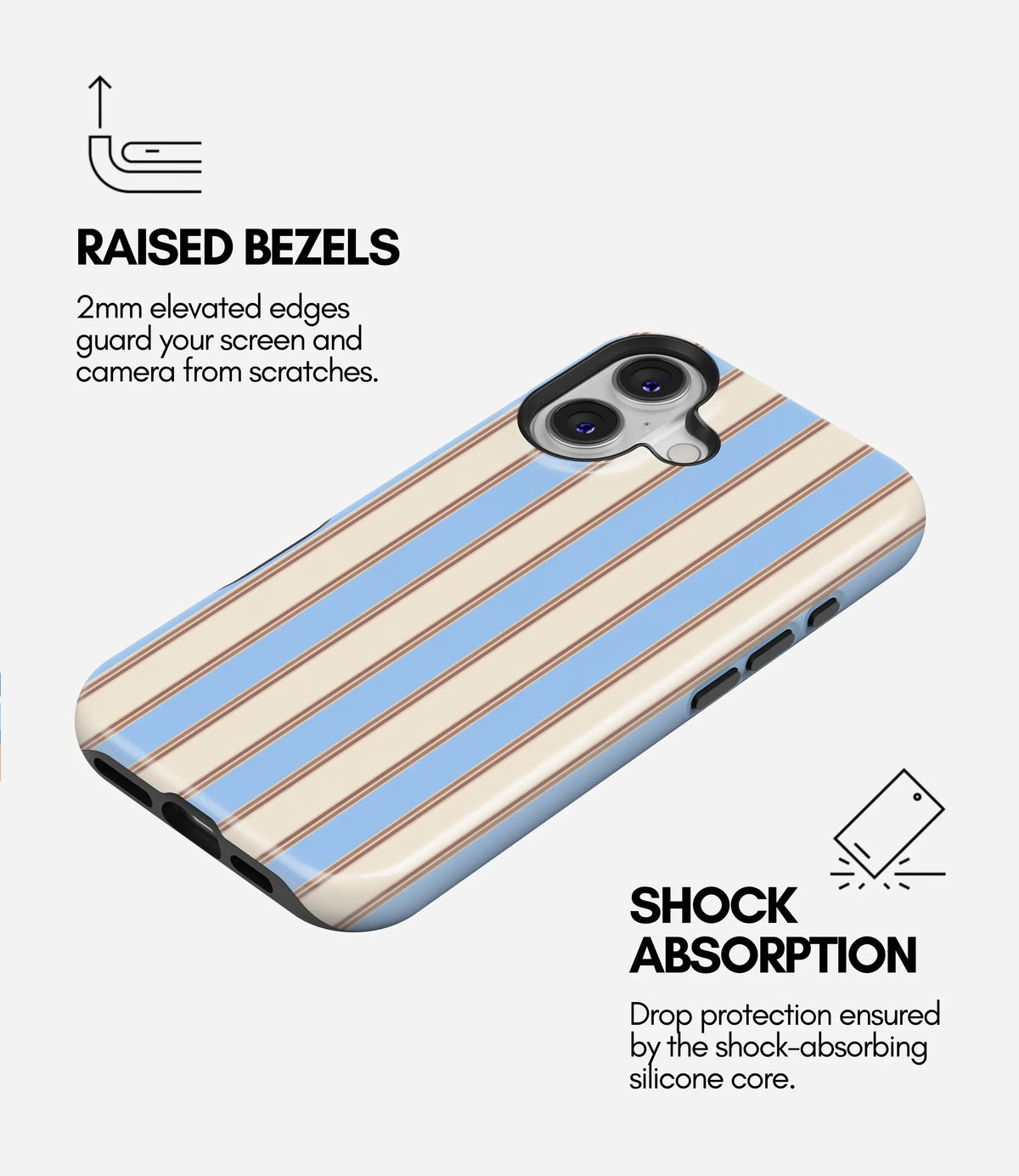Sailor Cream Stripes Premium Tough Shining Phone Case (Double Layer) Available For All iPhone Models