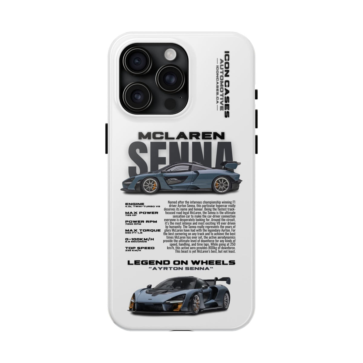McLaren Senna White Premium Tough Shining Phone Case (Double Layer) Available For All iPhone Models