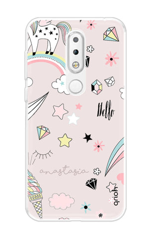 Unicorn Doodle Soft Cover For Nokia 5.1 Plus