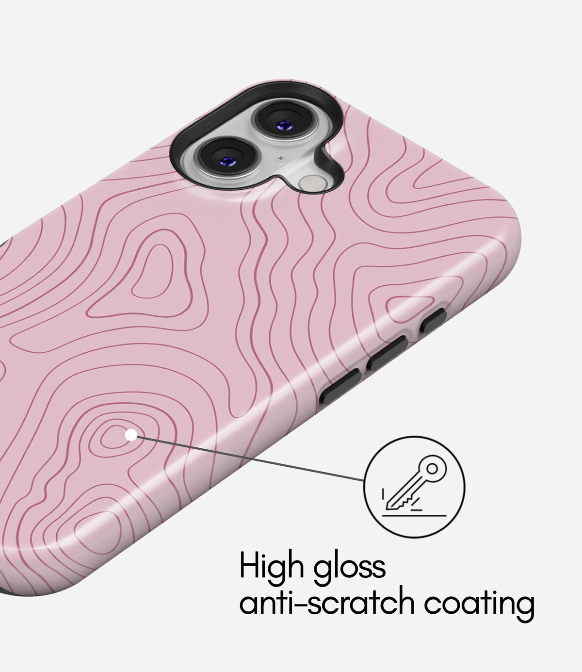 Blush Topo Lines Premium Tough Shining Phone Case (Double Layer) Available For All iPhone Models
