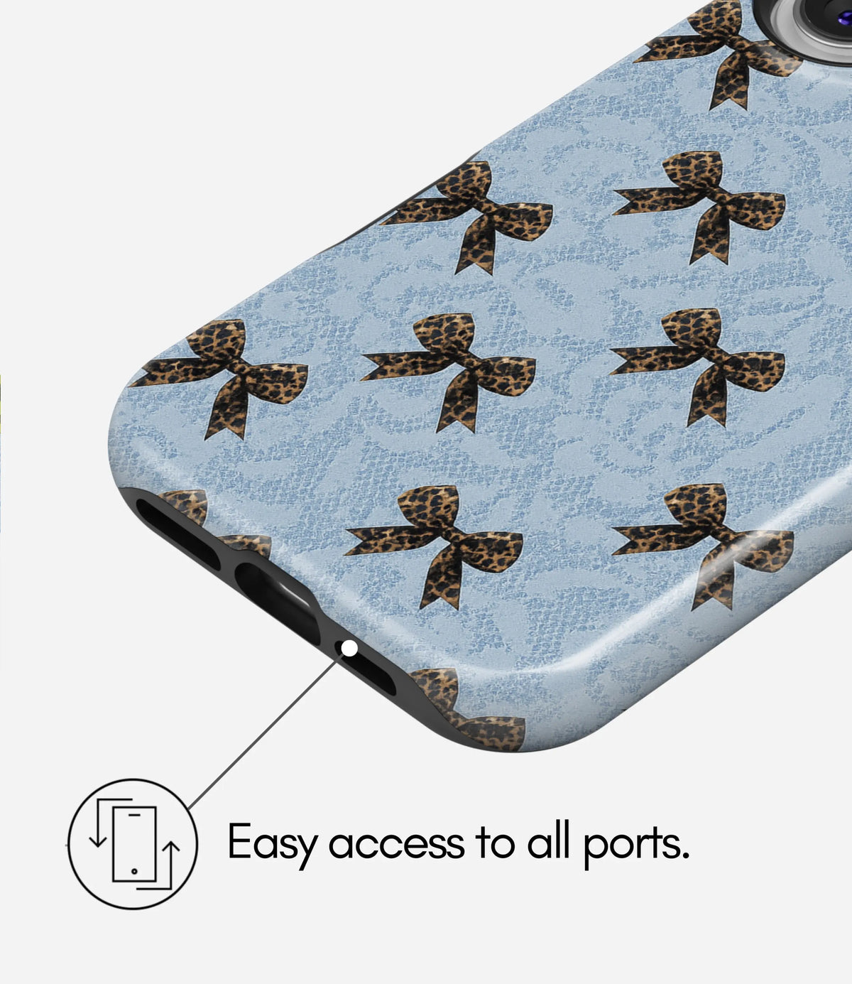 Leopard Bow Charm Premium Tough Shining Phone Case (Double Layer) Available For All iPhone Models