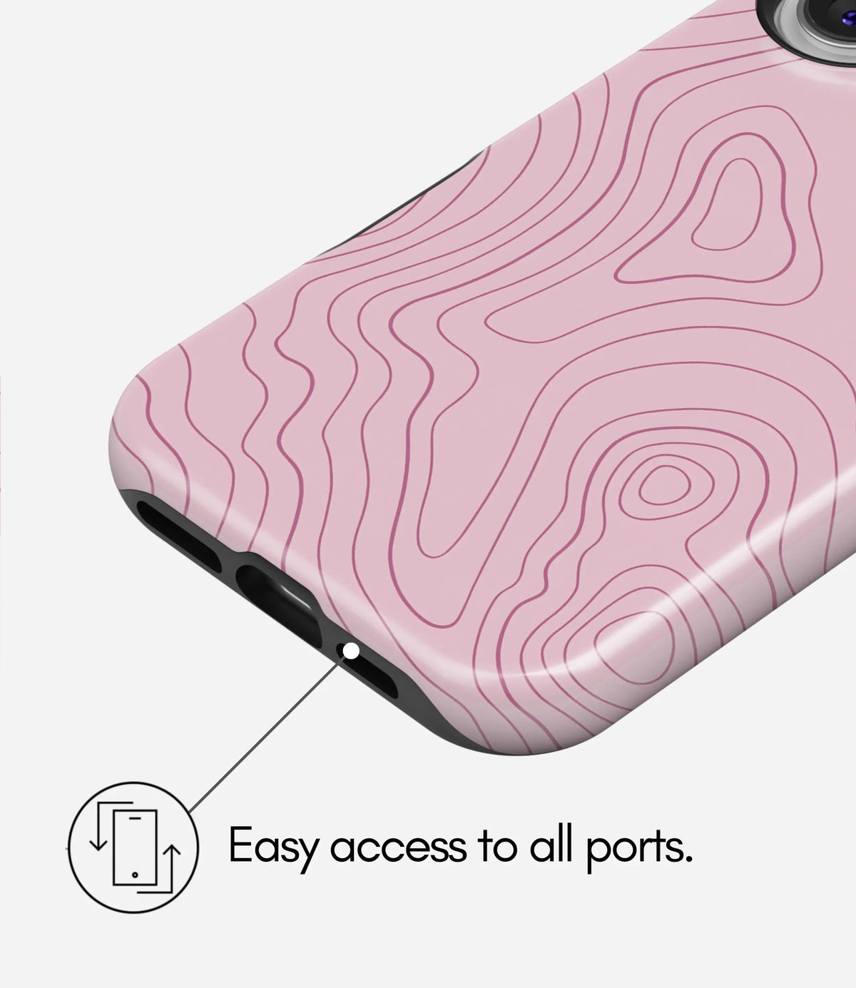 Blush Topo Lines Premium Tough Shining Phone Case (Double Layer) Available For All iPhone Models