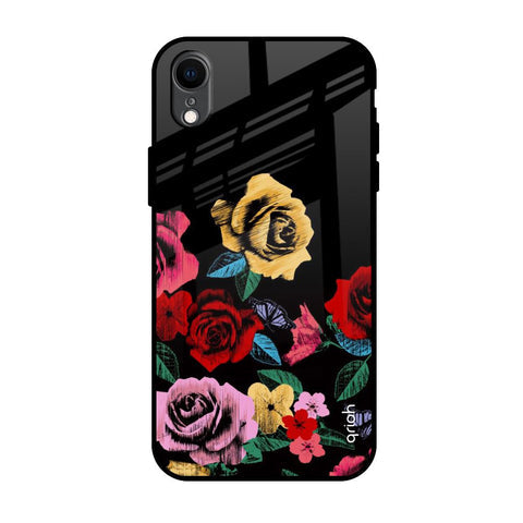 Floral Decorative Glossy Case For iPhone XR