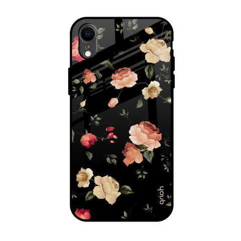 Black Spring Floral Glossy Case for iPhone XR
