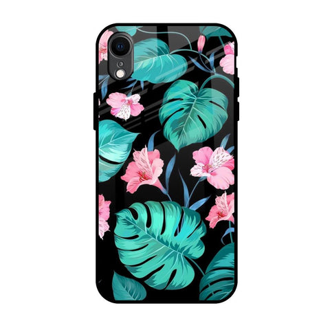 Tropical Leaves & Pink Flowers Glossy Case for iPhone XR