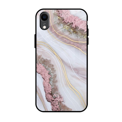 Pink & Gold Gllitter Marble Glossy Case for iPhone XR