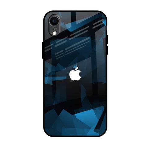 Polygonal Blue Box Glossy Case For iPhone XR