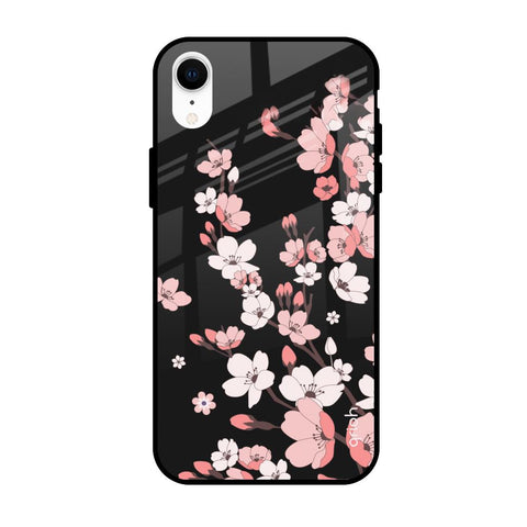 Black Cherry Blossom Glossy Case for Apple iPhone XR