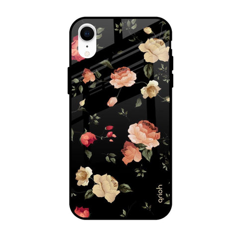 Black Spring Floral Glossy Case for Apple iPhone XR