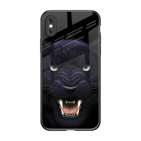 Angry Black Leopard Glossy Case for iPhone XS