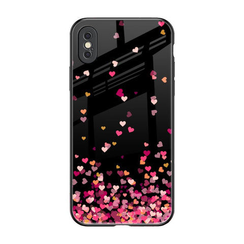 Heart Rain Fall Glossy Case For iPhone XS