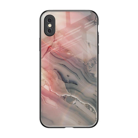 Pink And Grey Marble Glossy Case For iPhone XS