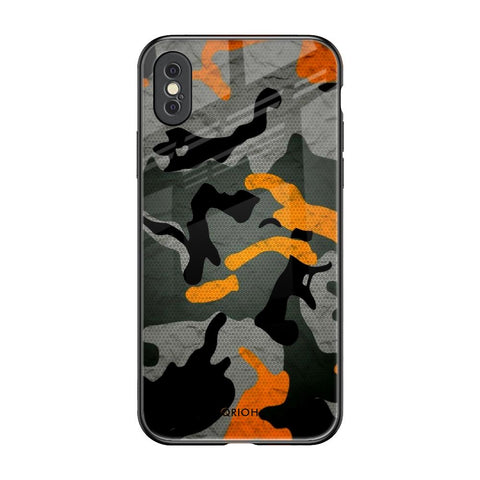 Camouflage Orange Glossy Case For iPhone XS