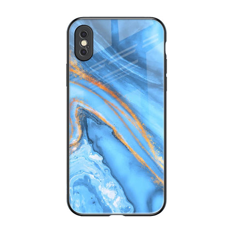 Vibrant Blue Marble Glossy Case for iPhone XS