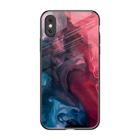 Blue & Red Smoke Glossy Case for iPhone XS
