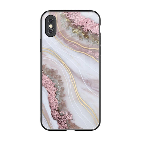 Pink & Gold Gllitter Marble Glossy Case for iPhone XS