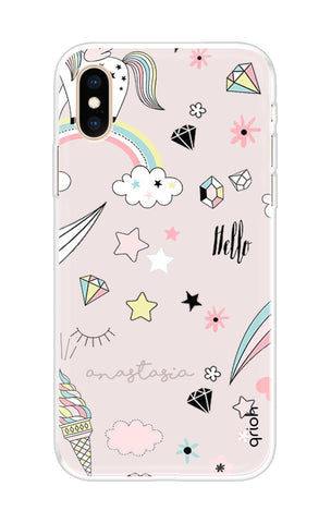 Unicorn Doodle Soft Cover For iPhone XS