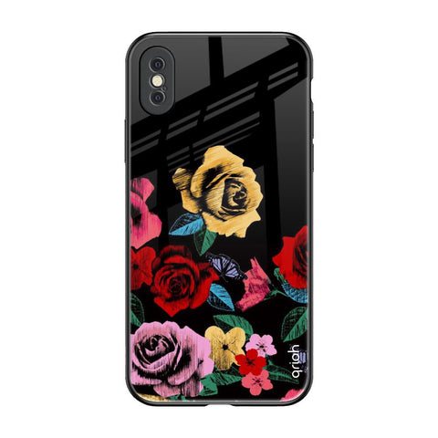 Floral Decorative Glossy Case For iPhone XS Max