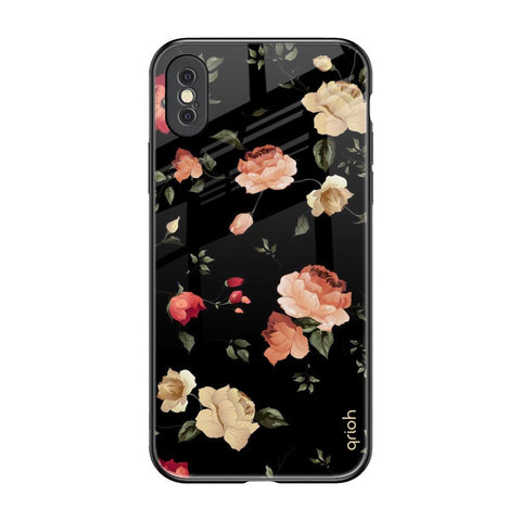 Black Spring Floral Glossy Case for iPhone XS Max